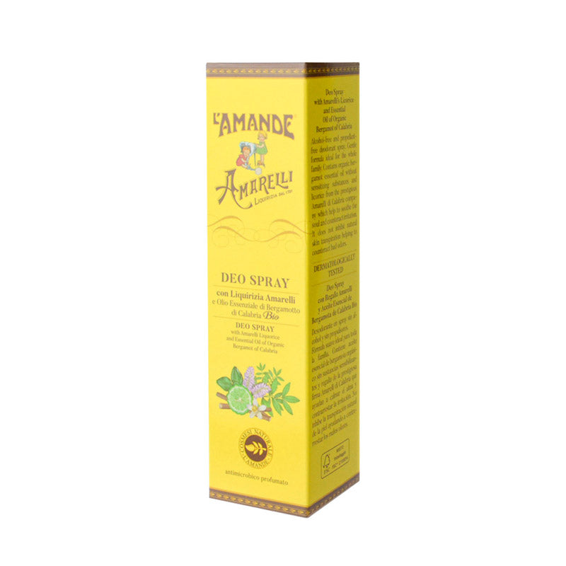L'amande Deodorante spray con Liquirizia Amarelli e Olio Essenziale di Bergamotto di Calabria Bio 2025