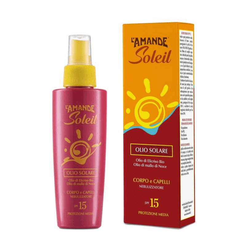 L'amande Olio solare corpo capelli SPF 15 Soleil Moda