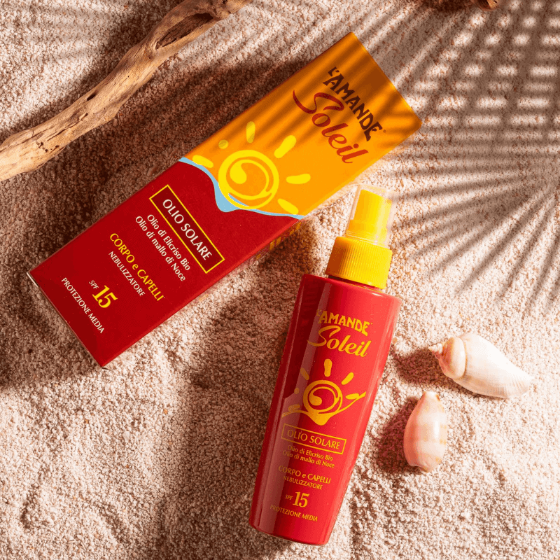 L'amande Olio solare corpo capelli SPF 15 Soleil Moda