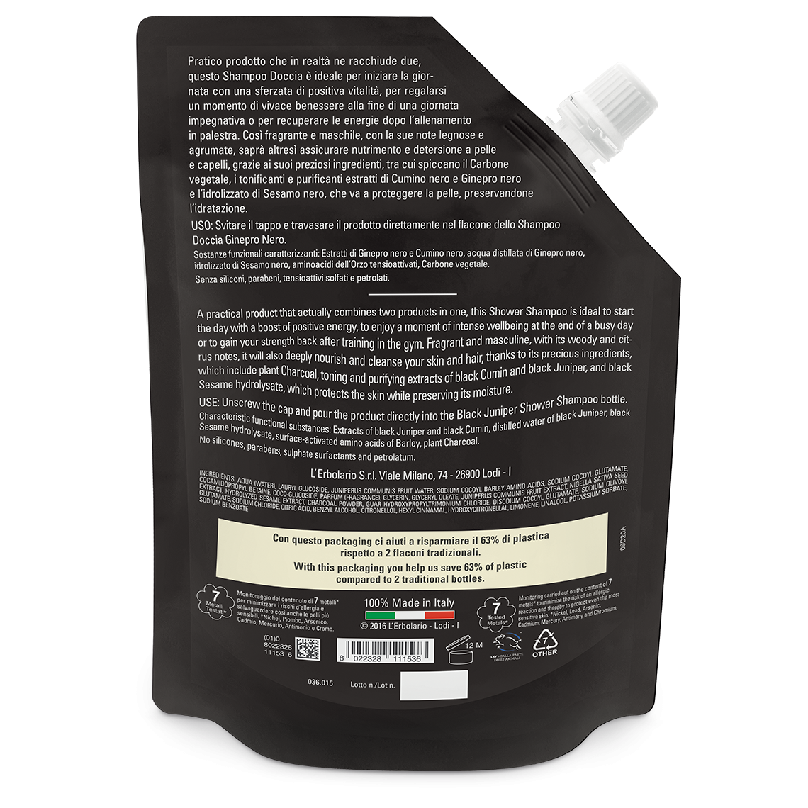 L'erbolario Ecoricarica Shampoo Doccia Energizzante Ginepro Nero Convenienza