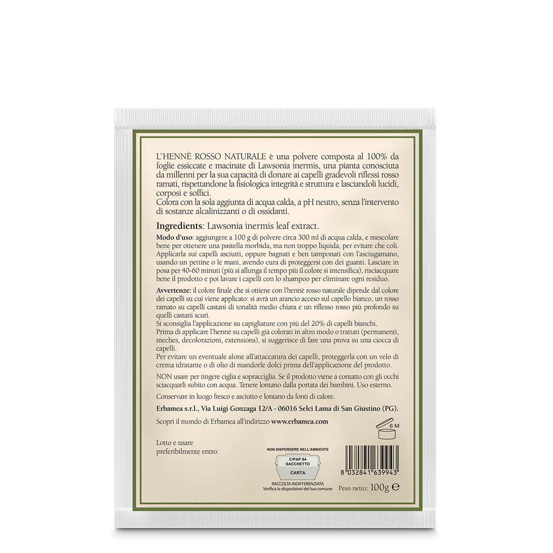 L'erbolario Hennè Naturale Rosso Super sconto