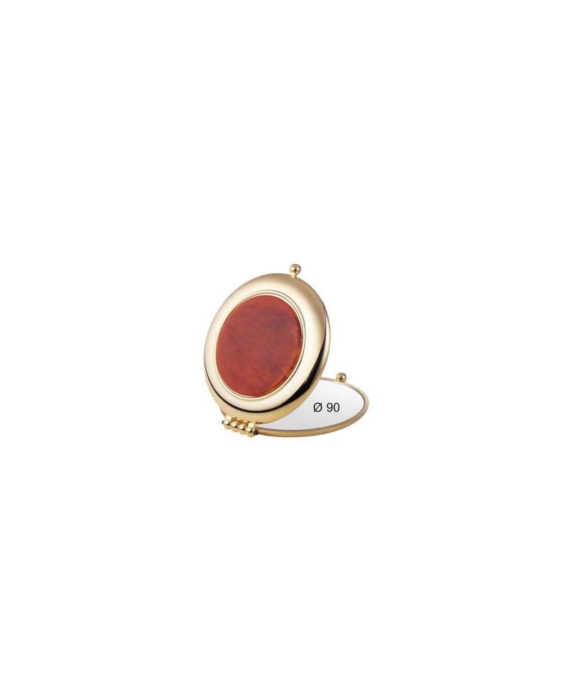 Janeke Specchio da borsetta colore oro e tartaruga, con visione standard e ingrandimento x3, diametro cm 9 - cod. AU453.3 DBL
