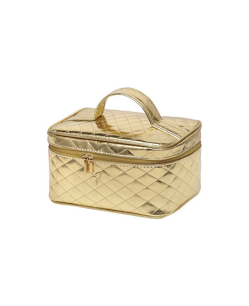 Janeke Beauty da viaggio medio, trapuntato oro 24x13x18cm - cod. A1952VT Nuovo