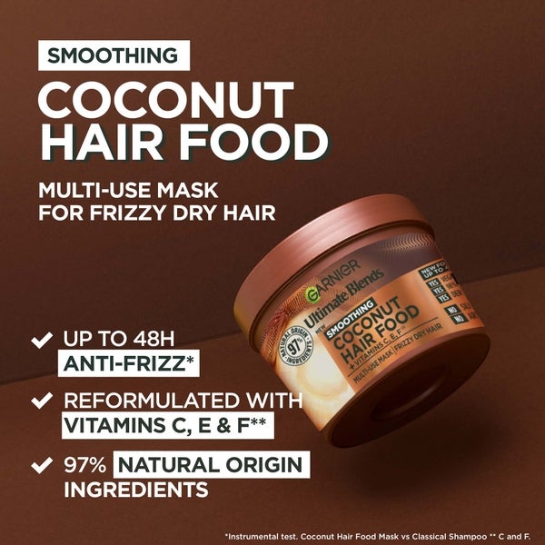 Garnier Garnier Ultimate Blends Hair Food Coconut Oil 3-in-1 Frizzy Hair Mask Treatment 390ml Vendita Calda