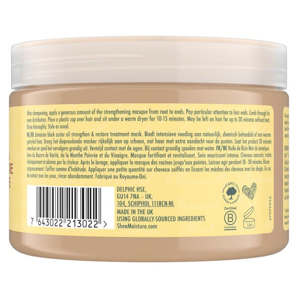SheaMoisture Shea Moisture trattamento in maschera rinforzante e riparatrice all'olio di ricino nero giamaicano 340 g Moda
