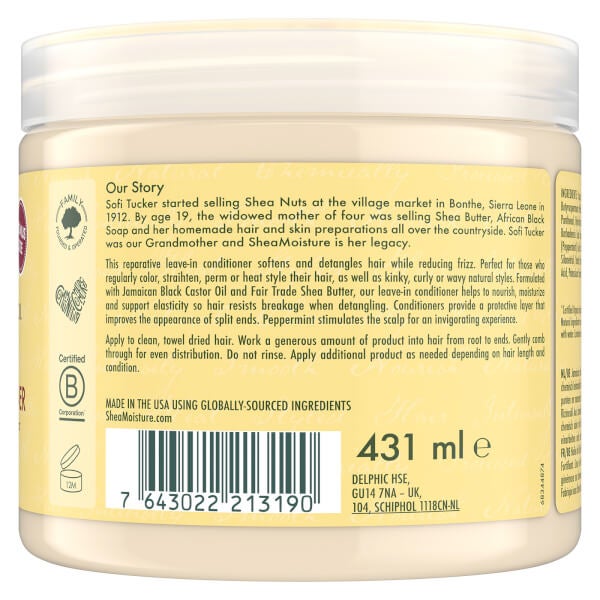 SheaMoisture SHEA MOISTURE BLACK CASTOR OIL STRENGTHEN GROW & RESTORE LEAVE-IN BALSAMO 454g Italia