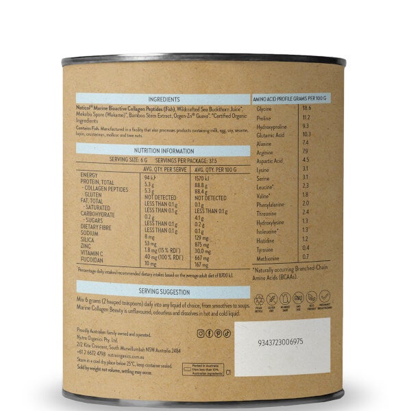 Nutra Organics Nutra Organics Marine Collagen Beauty Supplements 225g Vendite Flash