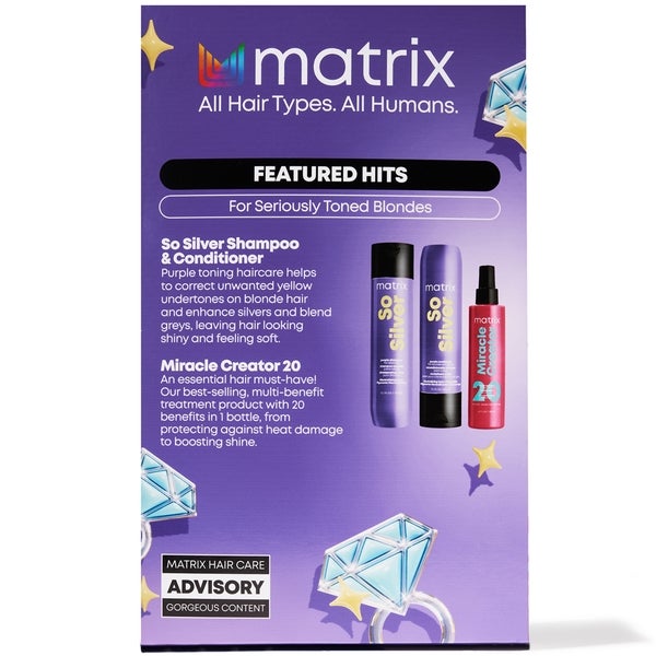 Matrix Matrix So Silver Purple Shampoo Conditioner and Miracle Creator Gift Set for Blonde and Grey Hair Grandi sconti