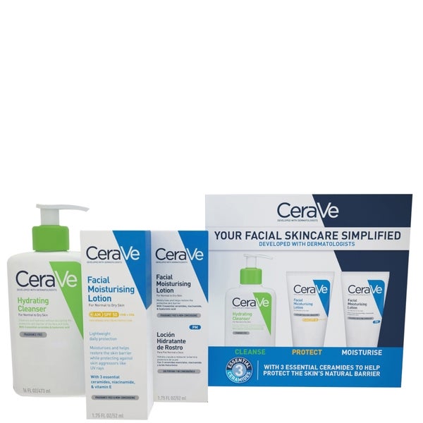 CeraVe CeraVe Exclusive Skincare Routine Simplified Set for Face Cleansing & Moisturising with Hyaluronic Acid SPF & Niacinamide Prezzo basso