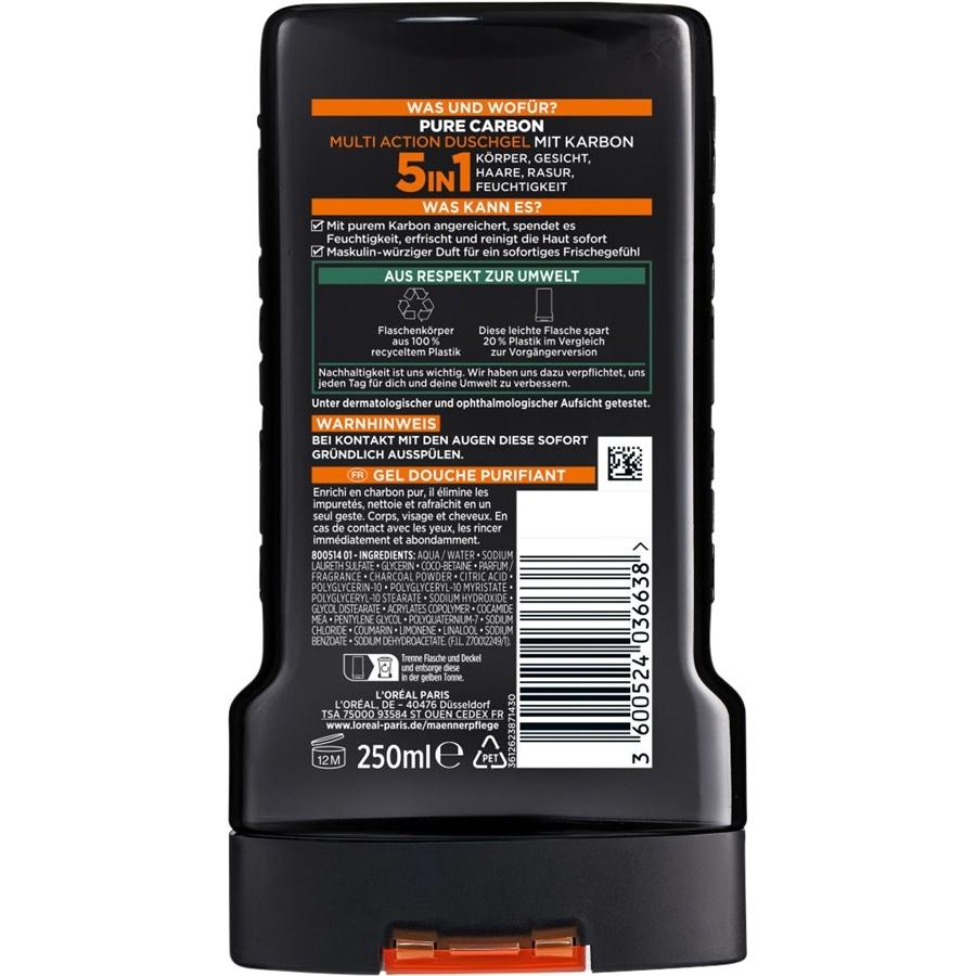 L'Oréal Paris Men Expert Gel doccia Gel doccia Carbon Clean 5 in 1 Smaltimento dello stoccaggio