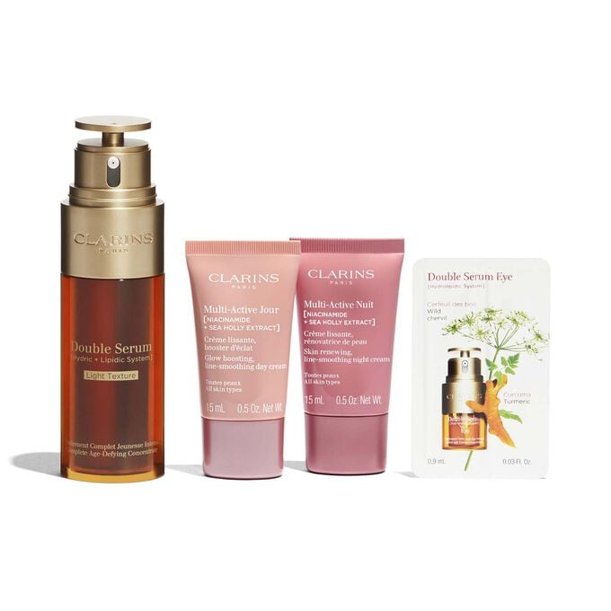 Clarins Double Serum Light e Multi-Active. Pelle Ricaricata In Linea